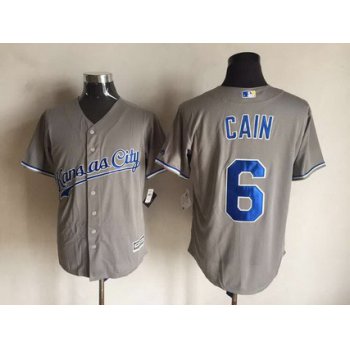 Men's Kansas City Royals #6 Lorenzo Cain Gray Road 2015 MLB Cool Base Jersey