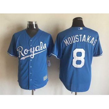 Men's Kansas City Royals #8 Mike Moustakas Alternate Light Blue 2015 MLB Cool Base Jersey