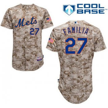New York Mets #27 Jeurys Familia Camo Authentic Cool Base Jersey with 2015 World Series Participant Patch