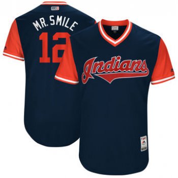 Men's Cleveland Indians Francisco Lindor Mr. Smile Majestic Navy 2017 Players Weekend Authentic Jersey