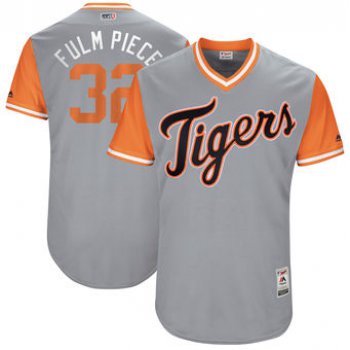 Men's Detroit Tigers Michael Fulmer Fulm Piece Majestic Gray 2017 Players Weekend Authentic Jersey