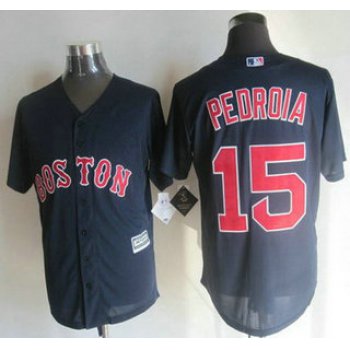 Men's Boston Red Sox #15 Dustin Pedroia Alternate Navy Blue 2015 MLB Cool Base Jersey