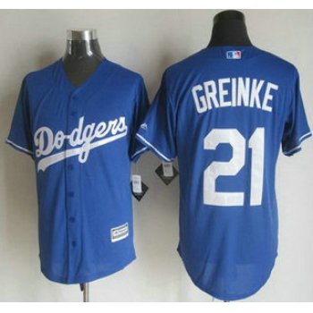 Men's Los Angeles Dodgers #21 Zack Greinke Alternate Blue 2015 MLB Cool Base Jersey
