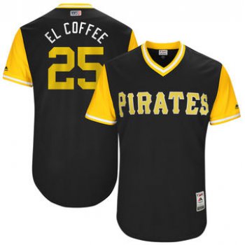 Men's Pittsburgh Pirates Gregory Polanco El Coffee Majestic Black 2017 Players Weekend Authentic Jersey