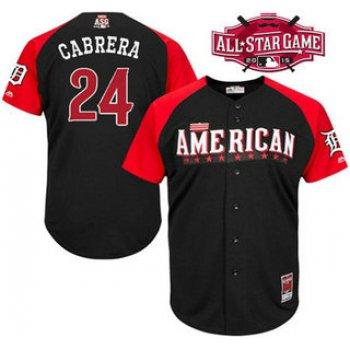 American League Detroit Tigers #24 Miguel Cabrera Black 2015 All-Star Game Player Jersey