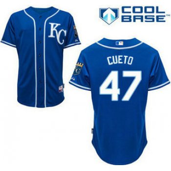 Kansas City Royals #47 Johnny Cueto Alternate Blue 2014 MLB Cool Base Jersey