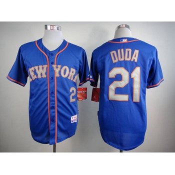 Men's New York Mets #21 Lucas Duda Blue With Gray Jersey