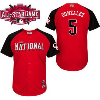 National League Colorado Rockies #5 Carlos Gonzalez Red 2015 All-Star BP Jersey