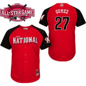 National League Milwaukee Brewers #27 Carlos Gomez Red 2015 All-Star BP Jersey