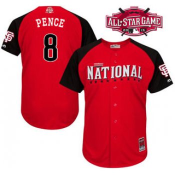 National League San Francisco Giants #8 Hunter Pence Red 2015 All-Star BP Jersey