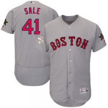 Men's Boston Red Sox #41 Chris Sale Majestic Gray 2017 MLB All-Star Game Worn Stitched MLB Flex Base Jersey