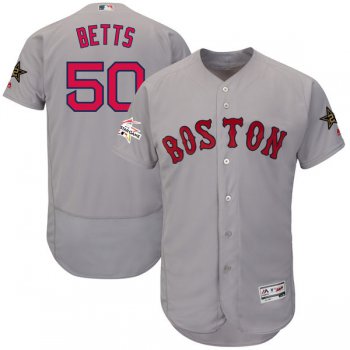 Men's Boston Red Sox #50 Mookie Betts Majestic Gray 2017 MLB All-Star Game Worn Stitched MLB Flex Base Jersey