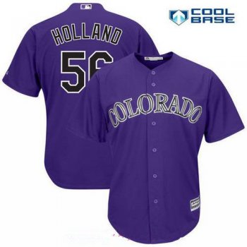 Men's Colorado Rockies #56 Greg Holland Purple Alternate Stitched MLB Majestic Cool Base Jersey