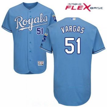 Men's Kansas City Royals #51 Jason Vargas Light Blue Alternate Stitched MLB Majestic Flex Base Jersey