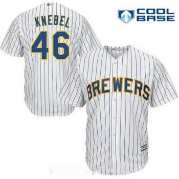 Men's Milwaukee Brewers #46 Corey Knebel White Pinstripe Stitched MLB Majestic Cool Base Jersey