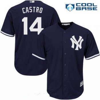 Men's New York Yankees #14 Starlin Castro Navy Blue Alternate Stitched MLB Majestic Cool Base Jersey