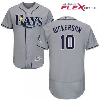 Men's Tampa Bay Rays #10 Corey Dickerson Gray Road Stitched MLB Majestic Flex Base Jersey
