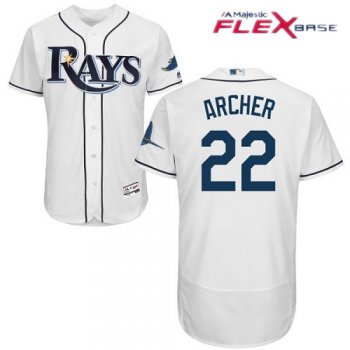 Men's Tampa Bay Rays #22 Chris Archer White Home Stitched MLB Majestic Flex Base Jersey