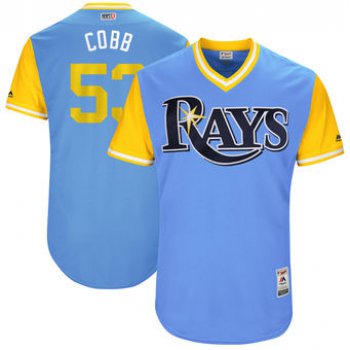 Men's Tampa Bay Rays Alex Cobb Cobb Majestic Light Blue 2017 Players Weekend Authentic Jersey