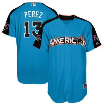 Men's American League Kansas City Royals #13 Salvador Perez Majestic Blue 2017 MLB All-Star Game Home Run Derby Player Jersey