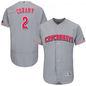 Men's Cincinnati Reds #2 Zack Cozart Grey Flexbase Authentic Collection Stitched MLB Jersey