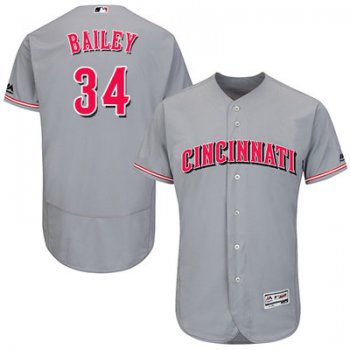 Men's Cincinnati Reds #34 Homer Bailey Grey Flexbase Authentic Collection Stitched MLB Jersey