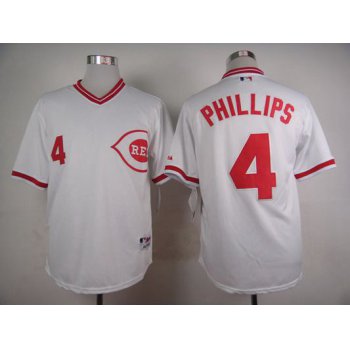 Men's Cincinnati Reds #4 Brandon Phillips 1990 White Pullover Jersey