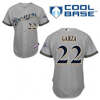 Men's Milwaukee Brewers #22 Matt Garza Gray Jersey