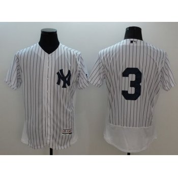 New York Yankees #3 Babe Ruth White Strip Flexbase Authentic Collection Stitched MLB Jersey