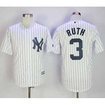New York Yankees #3 Babe Ruth White Strip New Cool Base Stitched MLB Jersey