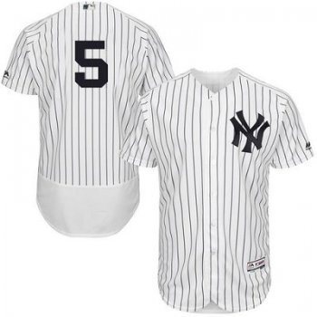 New York Yankees #5 Joe DiMaggio White Strip Flexbase Authentic Collection Stitched MLB Jersey