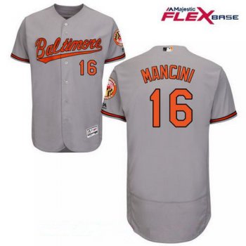 Men's Baltimore Orioles #16 Trey Mancini Gray Road Stitched MLB Majestic Flex Base Jersey