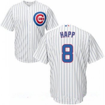 Men's Chicago Cubs #8 Ian Happ White Home Stitched MLB Majestic Cool Base Jersey