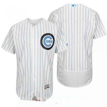 Men's Chicago Cubs Blank White with Baby Blue Father's Day Stitched MLB Majestic Flex Base Jersey