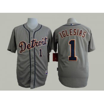 Men's Detroit Tigers #1 Jose Iglesias Gray Jersey