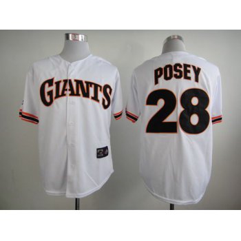 Men's San Francisco Giants #28 Buster Posey 1989 White Majestic Jersey