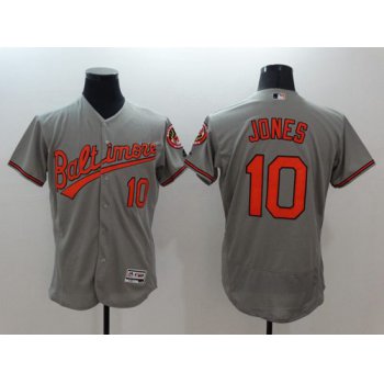 Men's Baltimore Orioles #10 Adam Jones Grey Flexbase Authentic Collection Stitched MLB Jersey