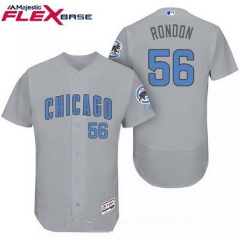 Men's Chicago Cubs #56 Hector Rondon Gray with Baby Blue Father's Day Stitched MLB Majestic Flex Base Jersey
