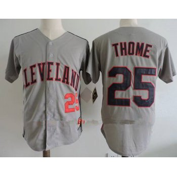 Men's Cleveland Indians #25 Jim Thome Retired Gray Stitched MLB Majestic Cooperstown Collection Jersey