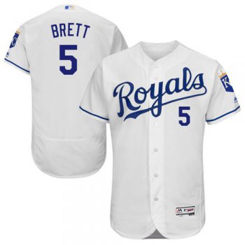 Men's Kansas City Royals #5 George Brett White Flexbase Authentic Collection Stitched MLB Jersey