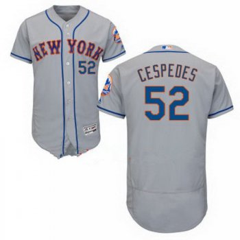 Men's New York Mets #52 Yoenis Cespedes Gray Road Stitched MLB Majestic Flex Base Jersey