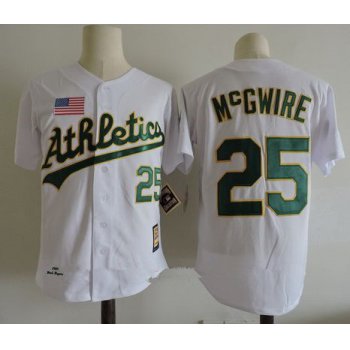 Men's Oakland Athletics #25 Mark Mcgwire White 1989 World Series Throwback Cooperstown Collection Stitched MLB Mitchell & Ness Jersey