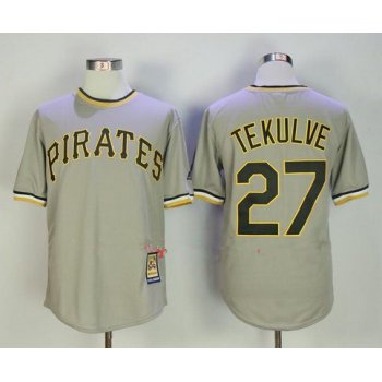 Men's Pittsburgh Pirates #27 Kent Tekulve Gray Pullover Stitched MLB Majestic Cooperstown Collection Jersey