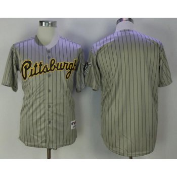 Men's Pittsburgh Pirates Blank Gray Pinstripe 1997 Throwback Turn Back The Clock MLB Majestic Collection Jersey