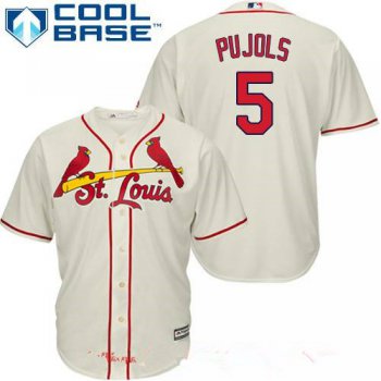 Men's St. Louis Cardinals #5 Albert Pujols Cream Alternate Stitched MLB Majestic Cool Base Jersey
