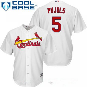 Men's St. Louis Cardinals #5 Albert Pujols White Home Stitched MLB Majestic Cool Base Jersey