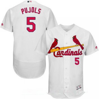 Men's St. Louis Cardinals #5 Albert Pujols White Home Stitched MLB Majestic Flex Base Jersey