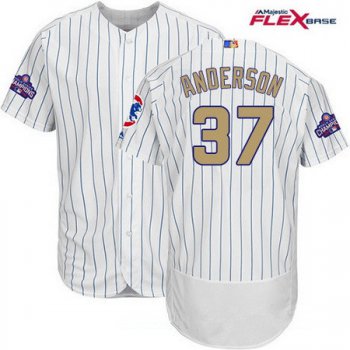 Men's Majestic Chicago Cubs #37 Brett Anderson White 2017 Gold Program Flexbase Authentic Collection MLB Jersey