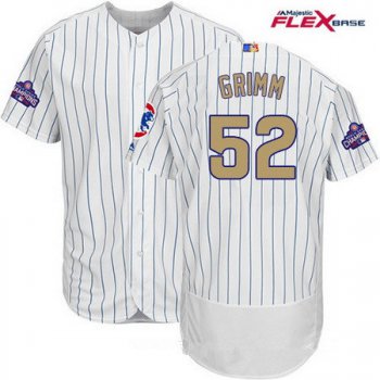 Men's Majestic Chicago Cubs #52 Justin Grimm White World Series Champions Gold Stitched MLB Majestic 2017 Flex Base Jersey
