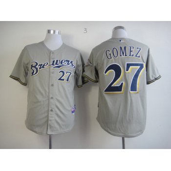 Milwaukee Brewers #27 Carlos Gomez Gray Jersey